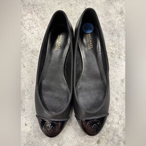New Michael Kors Dylan ballet flat black leather almond toe slip on shoe